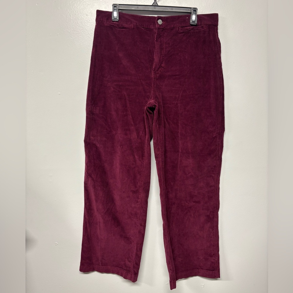 Madewell Emmet Wide Leg Burgundy Corduroy Pants Size 30